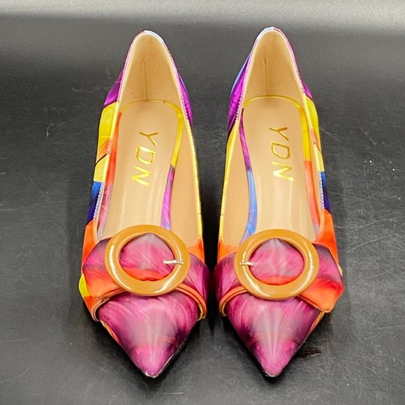 YDN Women's Multicolor Pointed Toe Heels - Picture 1 of 7